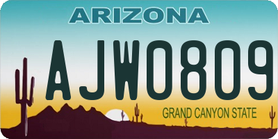 AZ license plate AJW0809