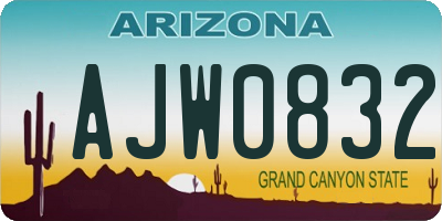 AZ license plate AJW0832