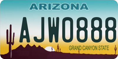 AZ license plate AJW0888