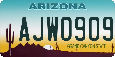 AZ license plate AJW0909
