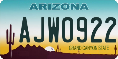 AZ license plate AJW0922