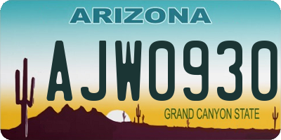 AZ license plate AJW0930