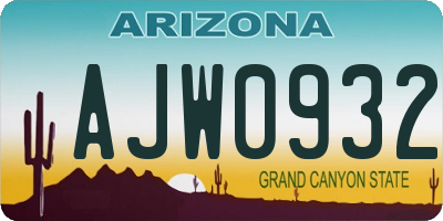 AZ license plate AJW0932