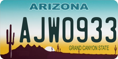AZ license plate AJW0933