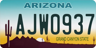 AZ license plate AJW0937
