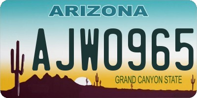 AZ license plate AJW0965