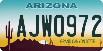 AZ license plate AJW0972