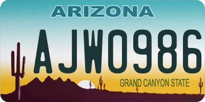 AZ license plate AJW0986