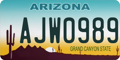 AZ license plate AJW0989