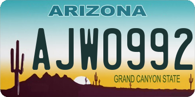 AZ license plate AJW0992