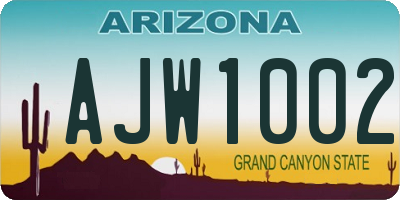 AZ license plate AJW1002