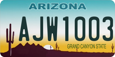 AZ license plate AJW1003