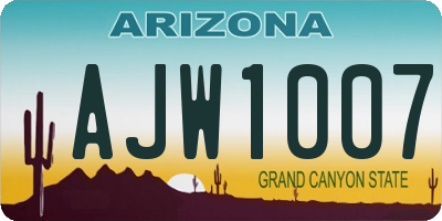 AZ license plate AJW1007