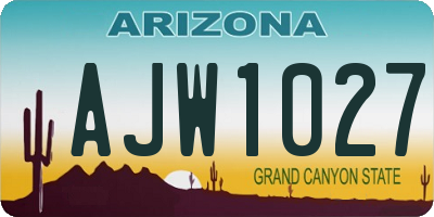 AZ license plate AJW1027