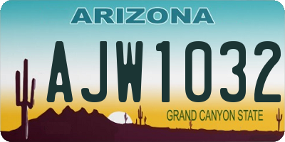 AZ license plate AJW1032