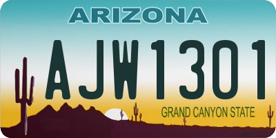 AZ license plate AJW1301