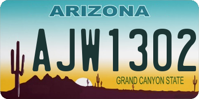 AZ license plate AJW1302