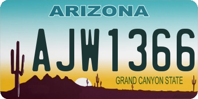 AZ license plate AJW1366