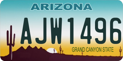 AZ license plate AJW1496