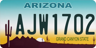 AZ license plate AJW1702