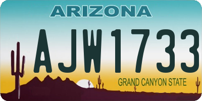 AZ license plate AJW1733