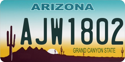 AZ license plate AJW1802