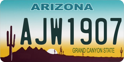 AZ license plate AJW1907
