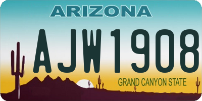 AZ license plate AJW1908