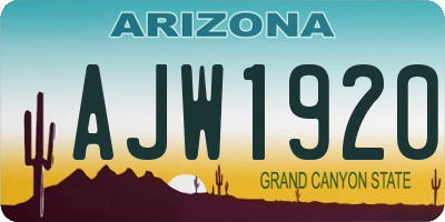 AZ license plate AJW1920