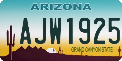 AZ license plate AJW1925