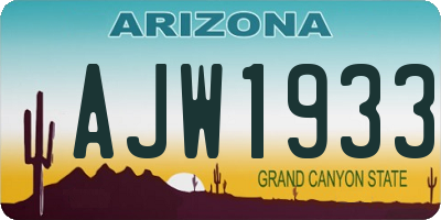 AZ license plate AJW1933