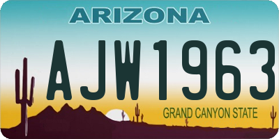 AZ license plate AJW1963
