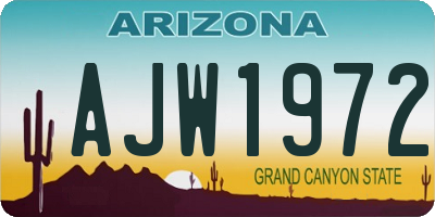 AZ license plate AJW1972