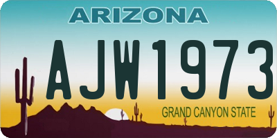 AZ license plate AJW1973