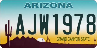 AZ license plate AJW1978