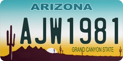 AZ license plate AJW1981