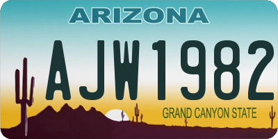 AZ license plate AJW1982