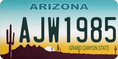 AZ license plate AJW1985
