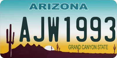 AZ license plate AJW1993