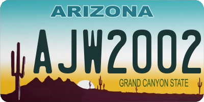 AZ license plate AJW2002