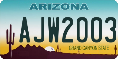 AZ license plate AJW2003
