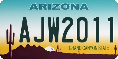 AZ license plate AJW2011