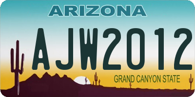 AZ license plate AJW2012