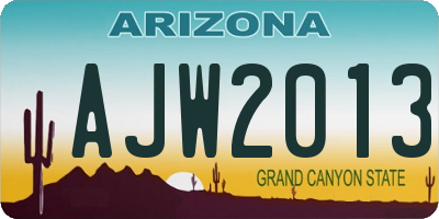 AZ license plate AJW2013