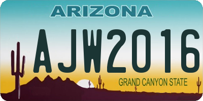 AZ license plate AJW2016