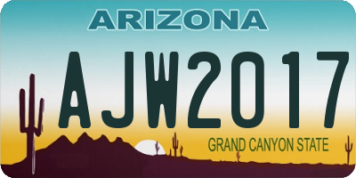 AZ license plate AJW2017