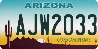 AZ license plate AJW2033