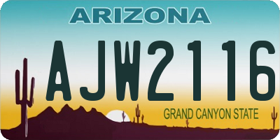 AZ license plate AJW2116