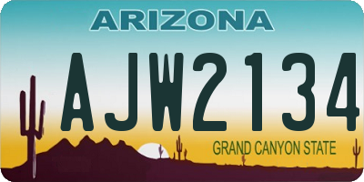 AZ license plate AJW2134