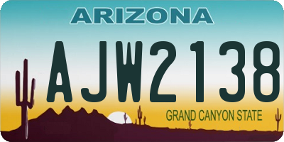 AZ license plate AJW2138